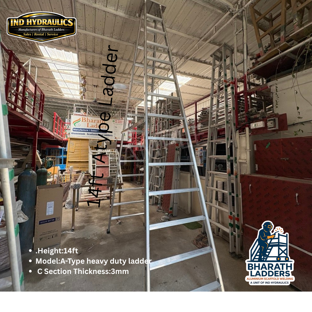 14 Ft A-Type Aluminium Ladder - Feature: Heavy Duty