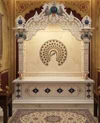 Home Temple White Marble Ilya Work With painting Size 6X4X2