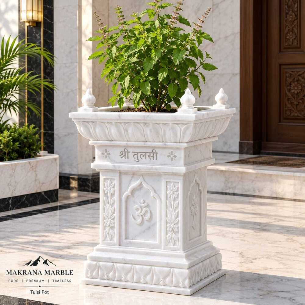 Tulsi Boat Premium Quality And Luxury White Marble Size 30X22X22