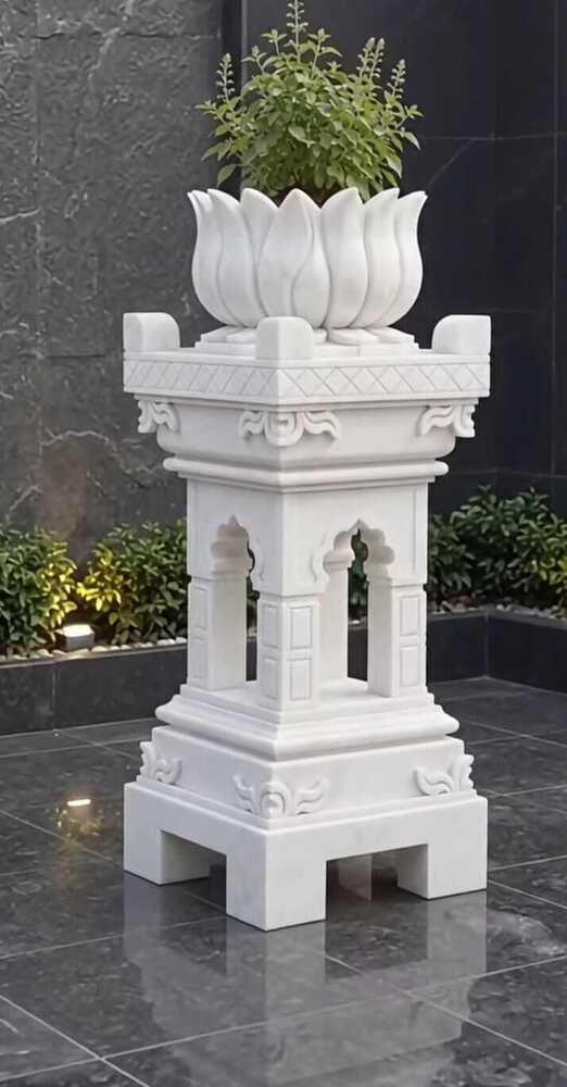 Tulsi Boat White Marble Size 36X24X24