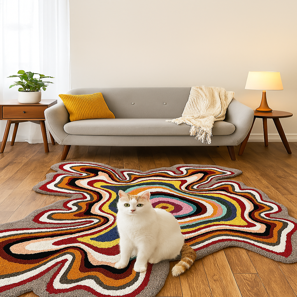 Irregular Shape Rug Handmade Custom Area Rug Modern Abstract Floor Carpet For Living Room Bedroom Home Decor - Backing Material: Canvas Latex
