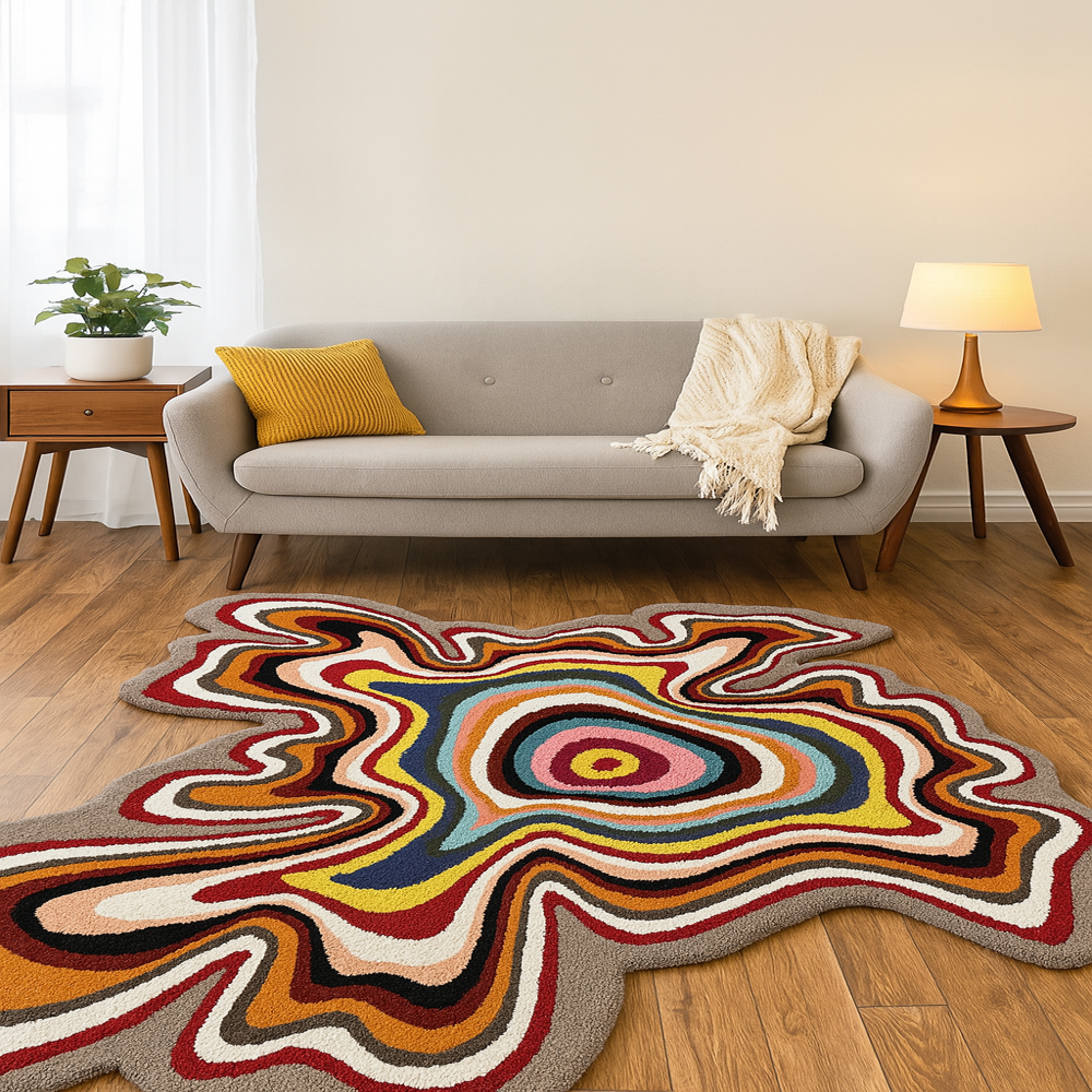 Irregular Shape Rug Handmade Custom Area Rug Modern Abstract Floor Carpet for Living Room Bedroom Home Decor