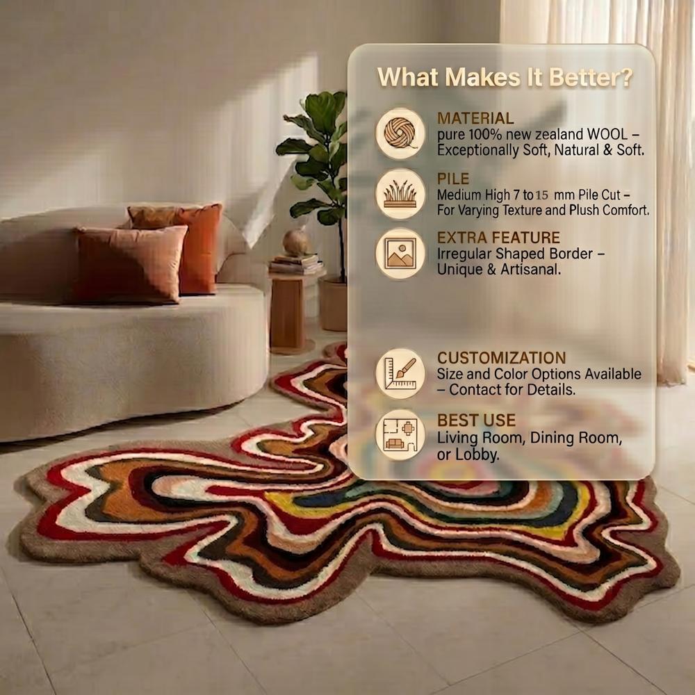Irregular Shape Rug Handmade Custom Area Rug Modern Abstract Floor Carpet for Living Room Bedroom Home Decor