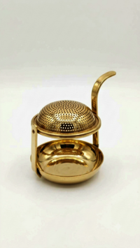 Brass Tea Strainer with Drip Bowl Stand