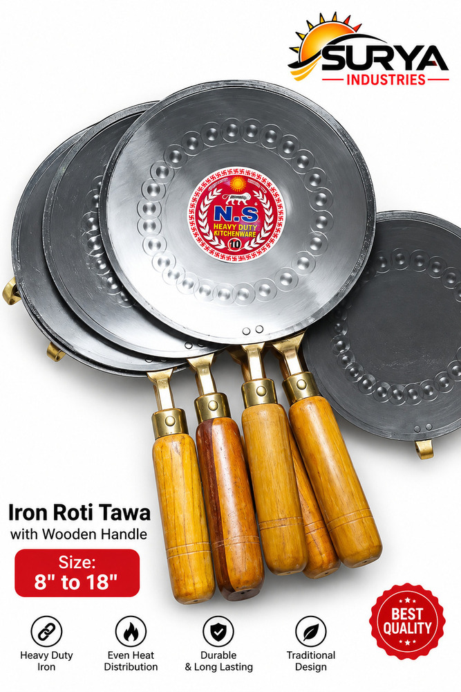 Iron Roti Tawa With Wooden Handle