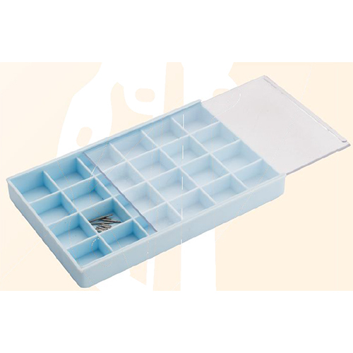 Box Plastic with 24 Compartments and Transparent Top (Blue)
