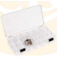 Plastic Box Transparent with 18 Square Compartments and Sliding Lock