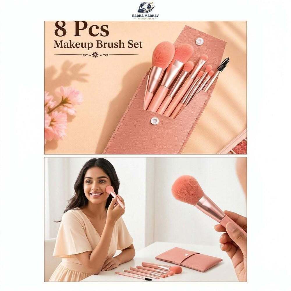 8 Pcs Makeup Brush Set With Bag