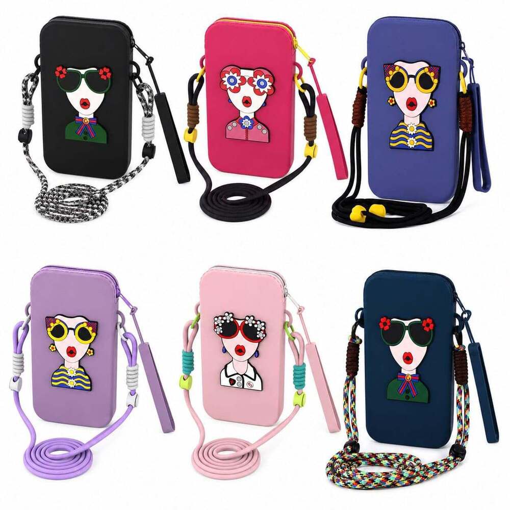 Silicone Mobile Phone Pouch with Adjustable Neck Strap