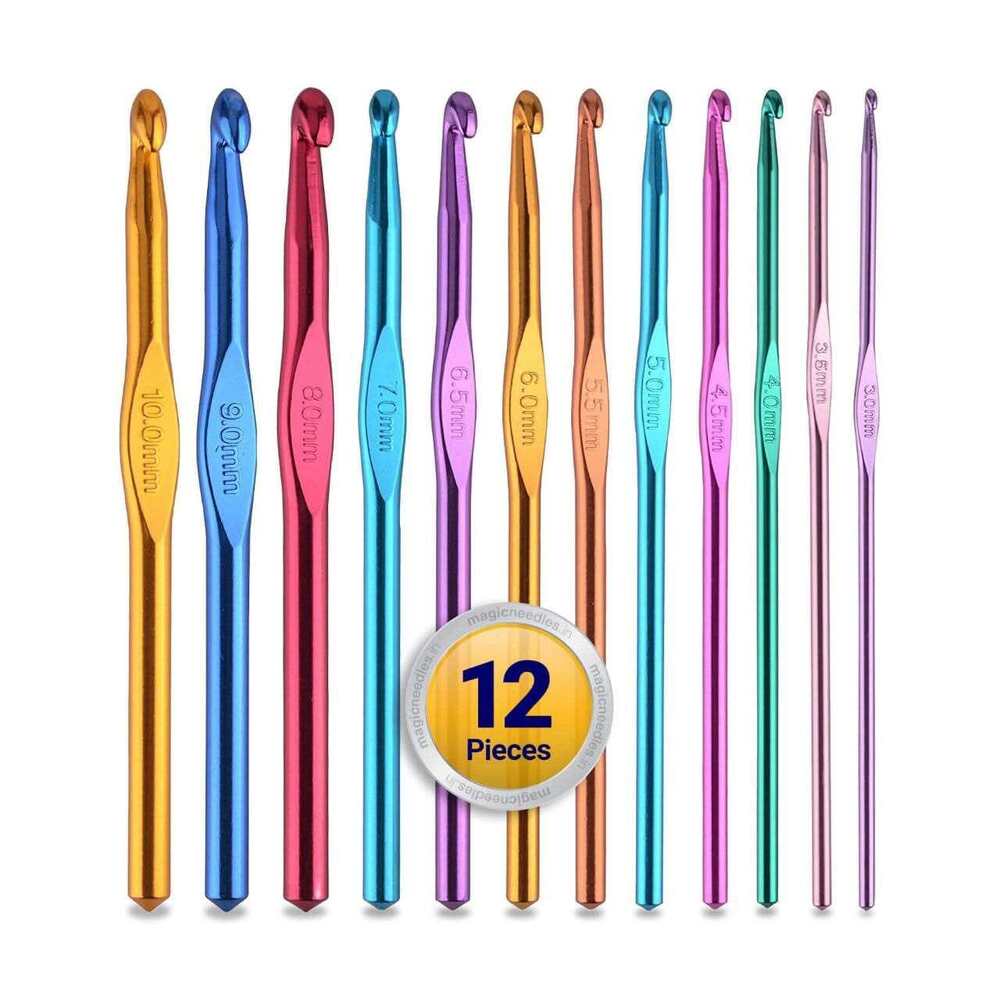 12-PIECES Aluminium Crochet Hooks Set