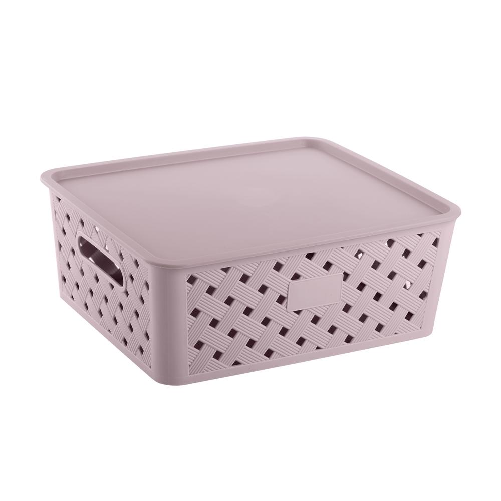Woven Storage Medium Basket With Lid
