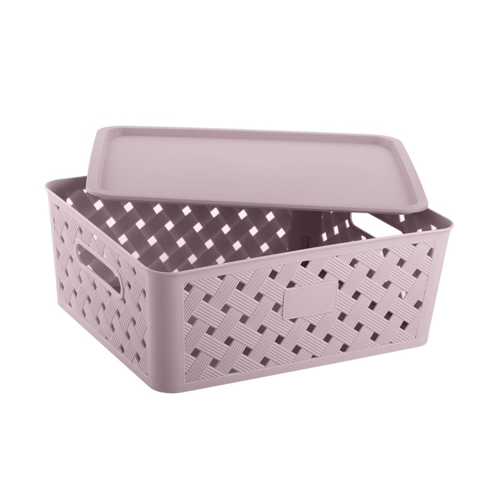 Woven Storage Medium Basket With Lid