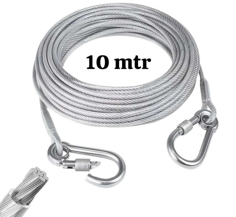 Steel Clothes Drying Rope 10 Meter with Hooks