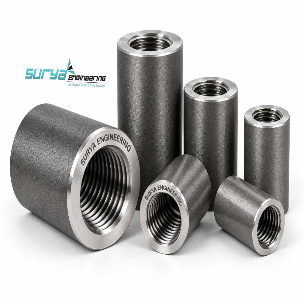 Taper Threaded Rebar Coupler - Color: Black / Steel Finish*