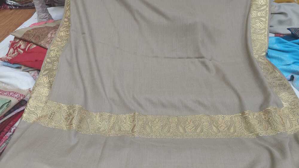Zari Tilla Work Pure Wool Shawl