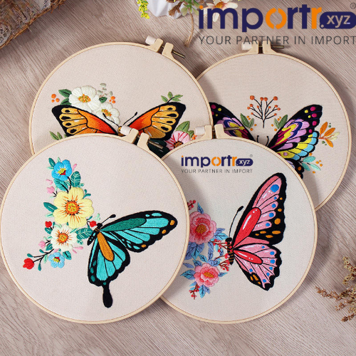 DIY Handmade Punch Needle Colorful Butterfly Embroidery