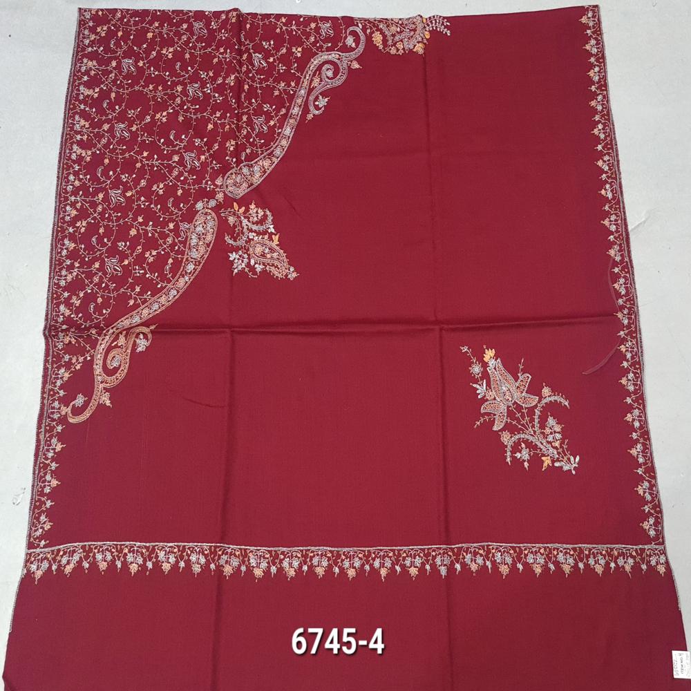 Ladies Kashmiri Hand-Needle(SOZNI) Work Border Design Semi Pashmina Shawls 