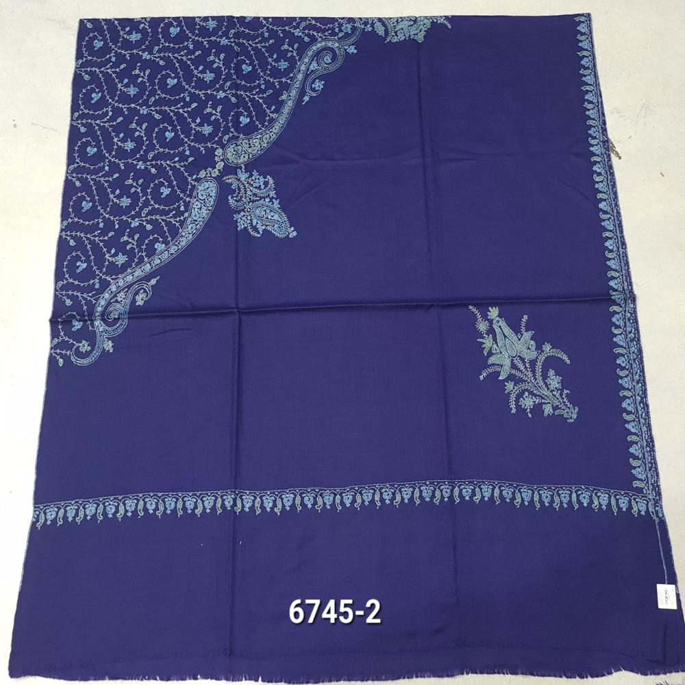 Ladies Kashmiri Hand-Needle(SOZNI) Work Border Design Semi Pashmina Shawls 