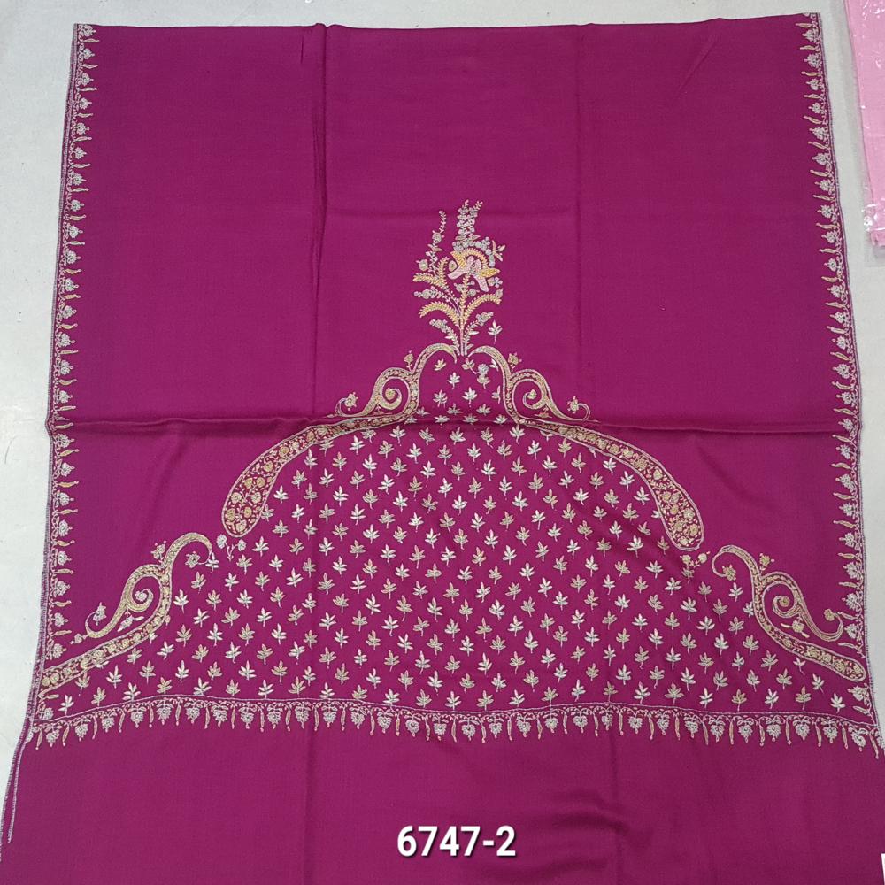 Ladies Kashmiri Hand-Needle(SOZNI) Work Border Design Semi Pashmina Shawls 