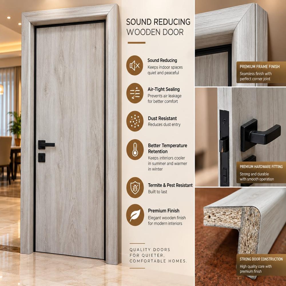 Air Tight Pine Wood Door Frame - Color: Brown With White Stripes