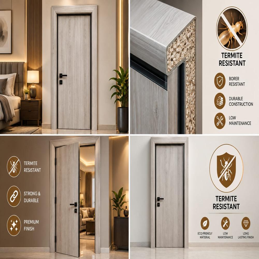 Termite Resistant Wooden Door - Color: Brown With Stripes