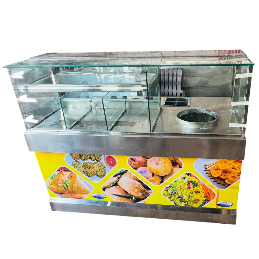 SS And Glass Fast Food Display Counter