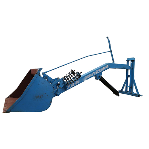 Blue Tractor-Mounted Agricultural Implement