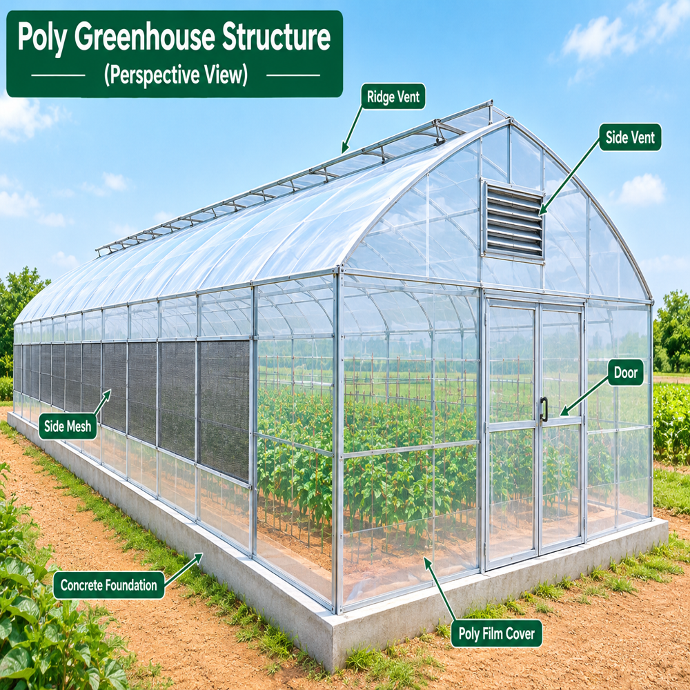 Poly Greenhouse Structure - Advantage: High Crop Yield