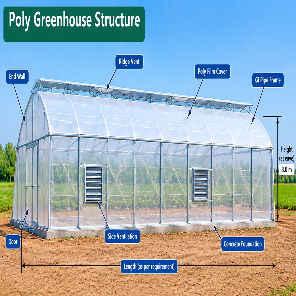 Poly Greenhouse Structure - Advantage: High Crop Yield