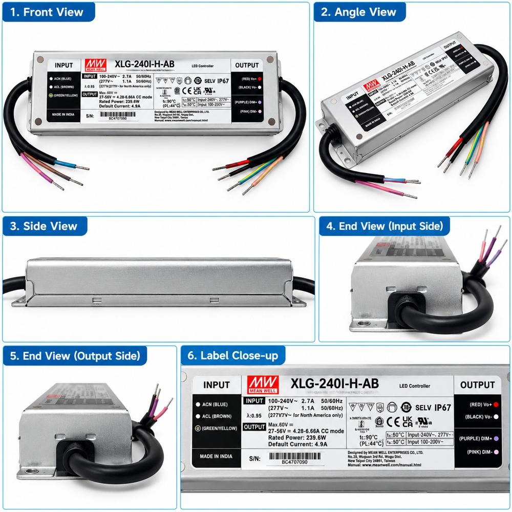 Mean Well XLG-240-H-AB is a 240W constant current LED driver