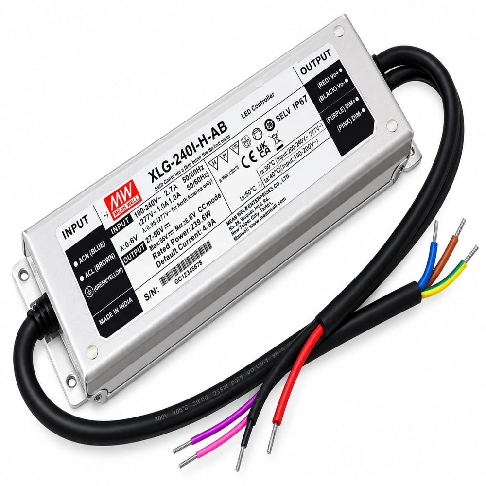 Mean Well XLG-240-H-AB is a 240W constant current LED driver