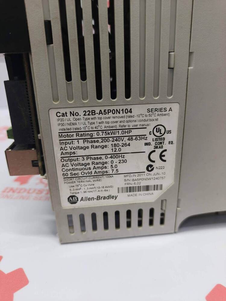 ALLEN BRADLEY 22B-A5P0N104 PowerFlex 40 Adjustable Frequency AC Drive