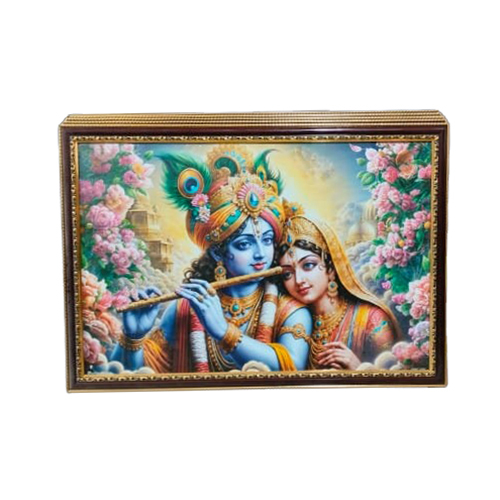 12X18Inch Radha Krishna Stone Photo Frame - Color: Multi-Color (Predominantly Blue