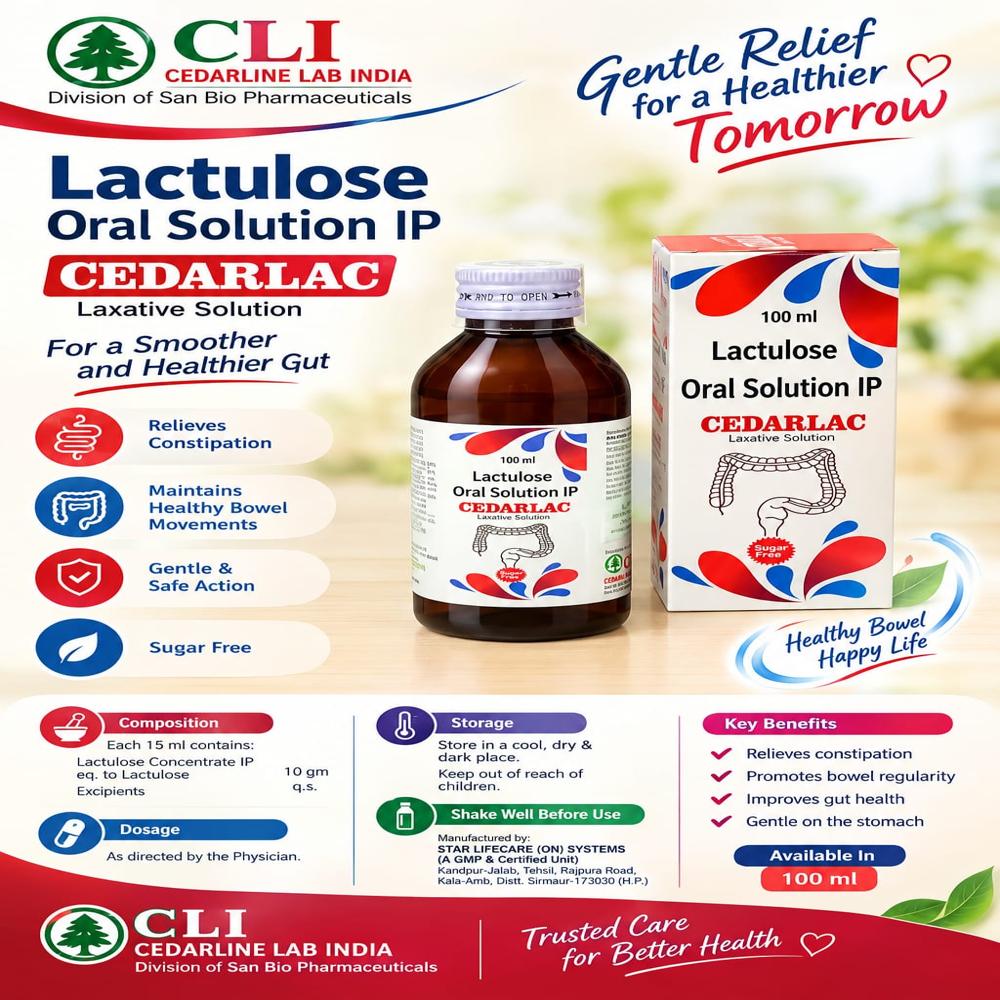 Cedarlac Laxative Solution 100 Ml Syrup - Drug Type: Health Supplements