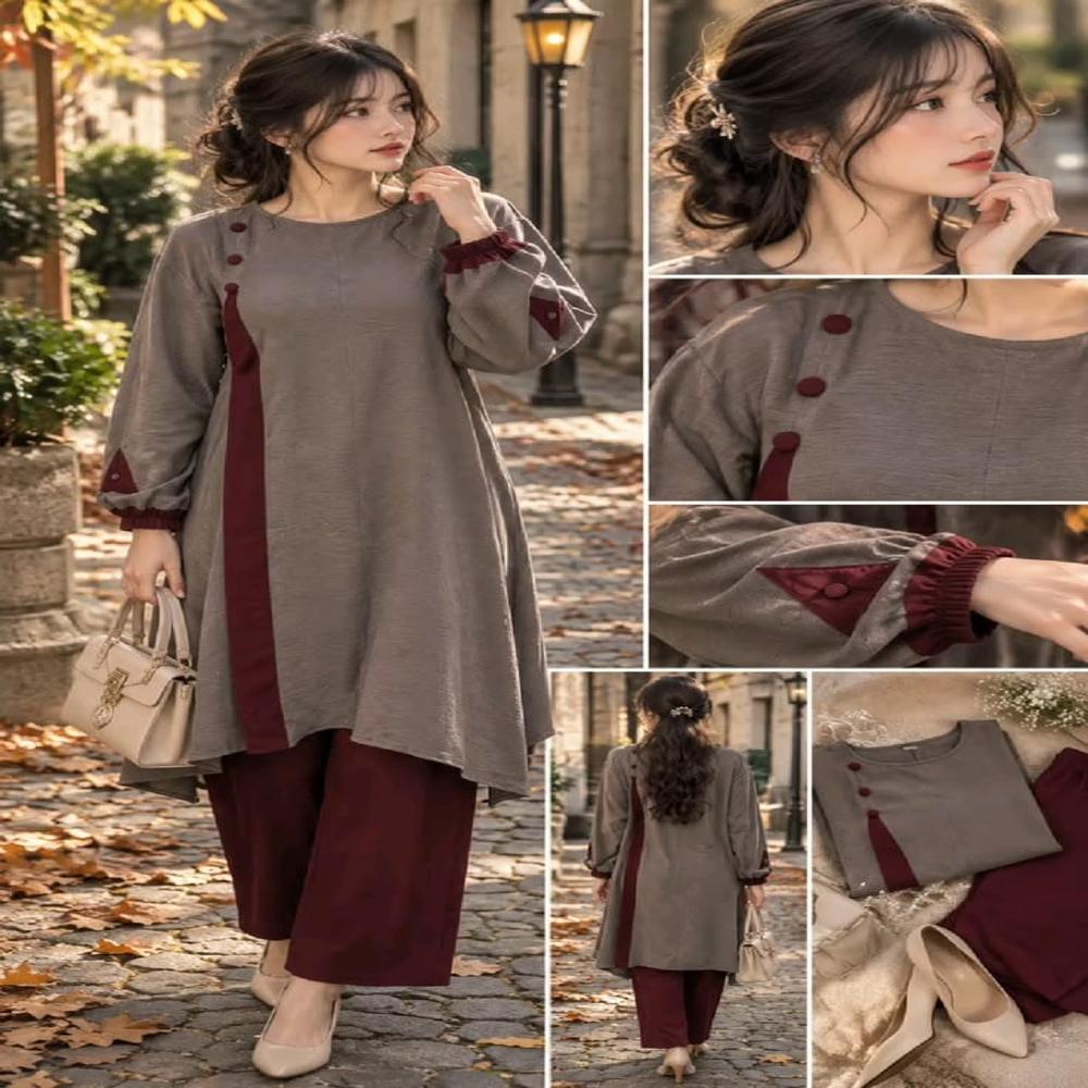 Elegant Korean Style Co Ord Set - Bust Size: Customized Inch (in)