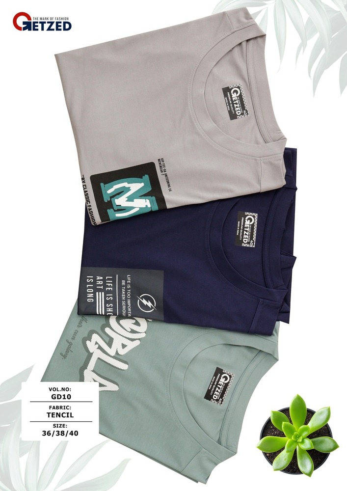 Mens Tencel Printed Round Neck T-Shirt