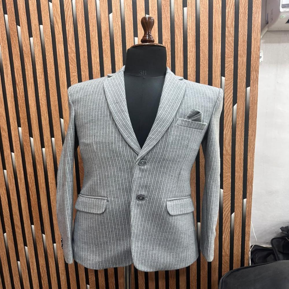 Premium Textured Micro Check Single Breasted Blazer for Men