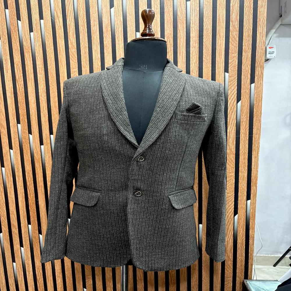 Premium Textured Micro Check Single Breasted Blazer for Men