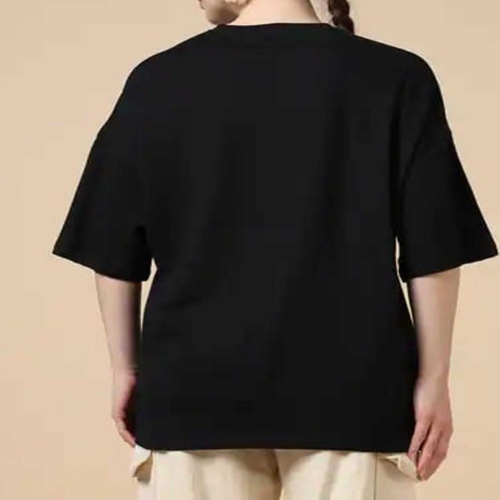 Export surplus Womens Black Graphic Oversized TShirt