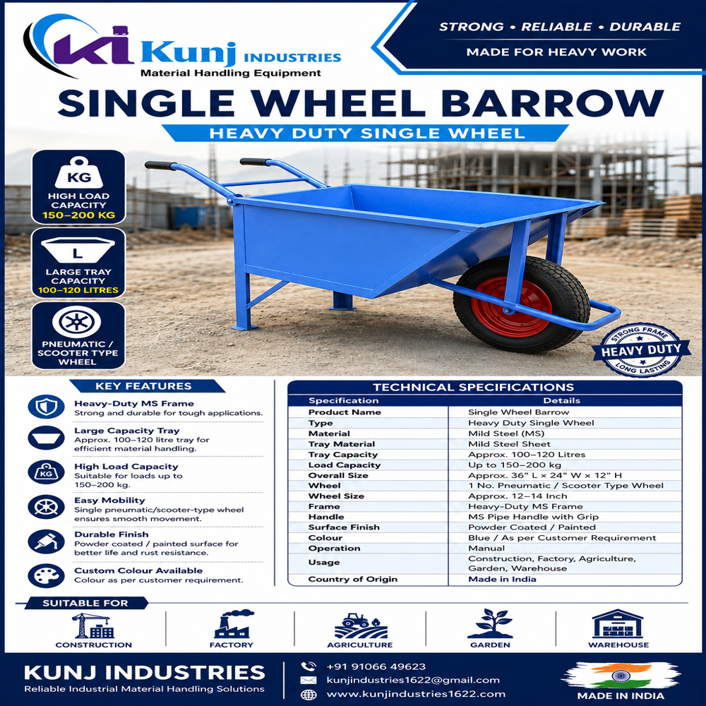 Single Wheel Barrow - Color: Blue