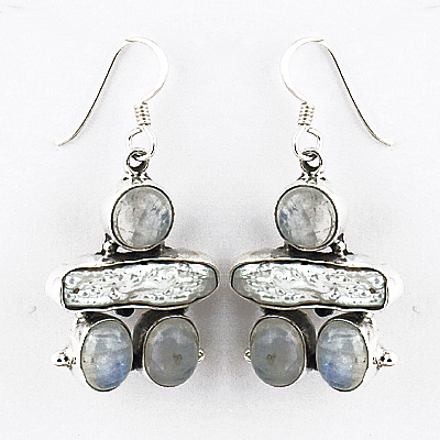 उत्कृष्ट बहु रत्न चांदी की बालियां