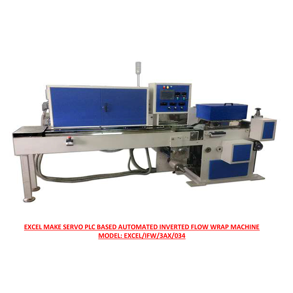 Excel IFW 3AX 034 Servo PLC Based Automated Inverted Flow Wrap Machine