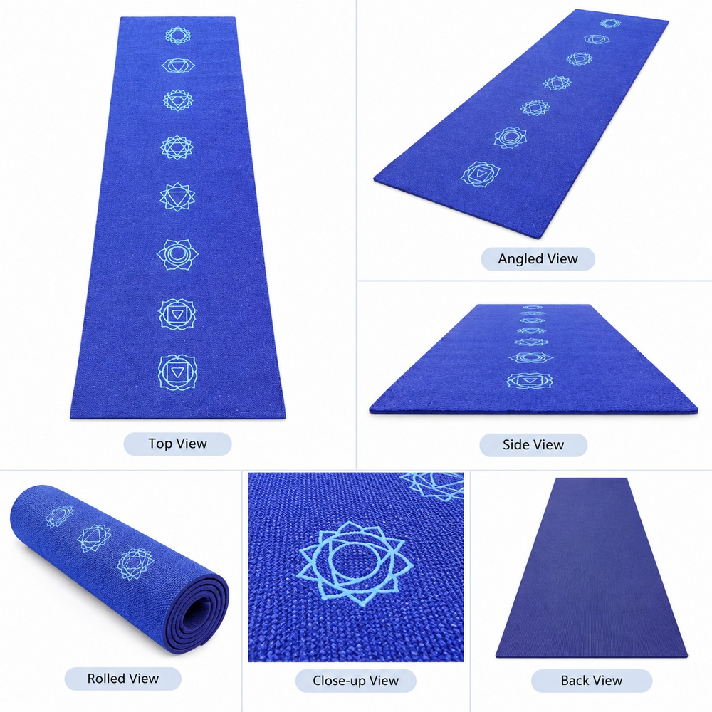 Cotton Yoga Mat Rug With Embroidered Seven Chakras