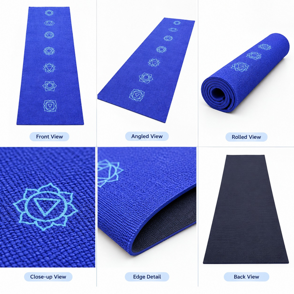 Cotton Yoga Mat Rug With Embroidered Seven Chakras
