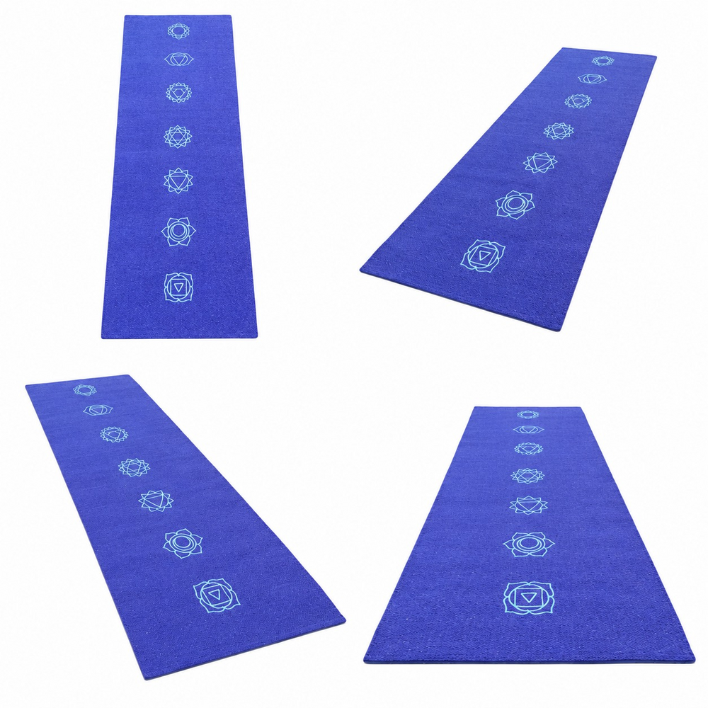 Cotton Yoga Mat Rug With Embroidered Seven Chakras