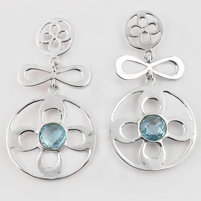 पार्टी का जीवन नीला पुखराज रत्न चांदी की बालियां