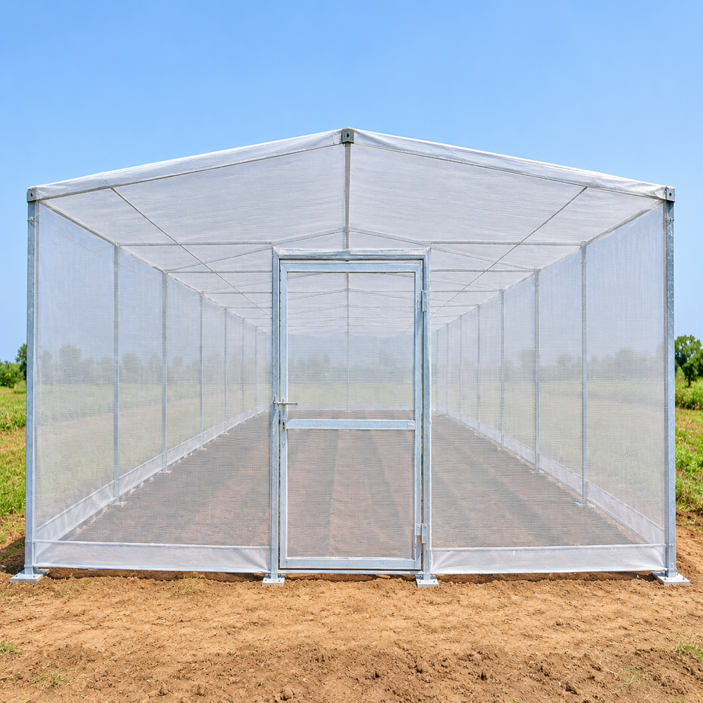 Flat Type Net House - Advantage: Improved Microclimate Control