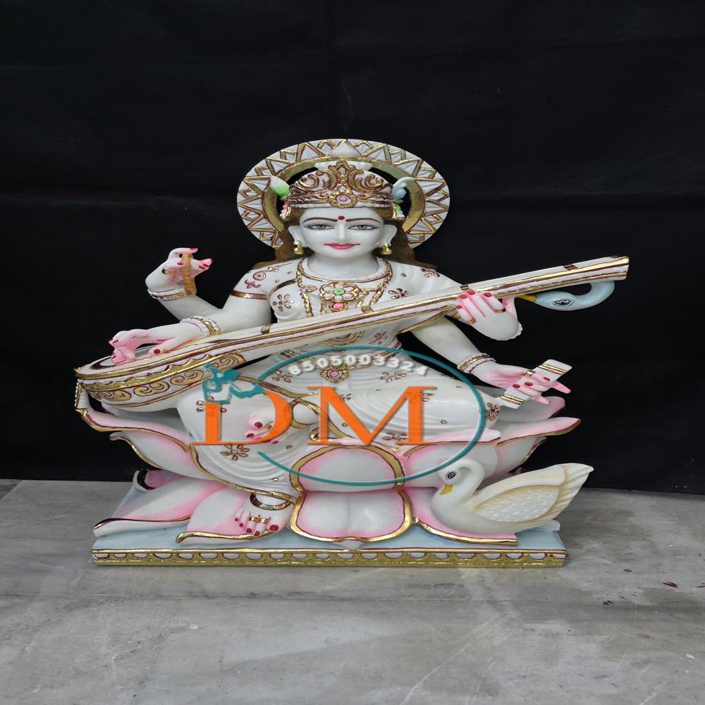 White Marble Saraswati Moorti