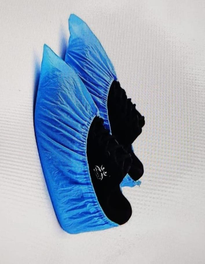 DISPOSABLE POLY SHOE COVER WITH THICK ELASTIC PAIR