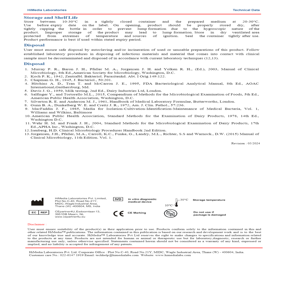 Mannitol Salt Agar Base 100g
